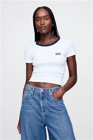 Gap V-Jpn Ss Small Logo Kadın Tişört Beyaz