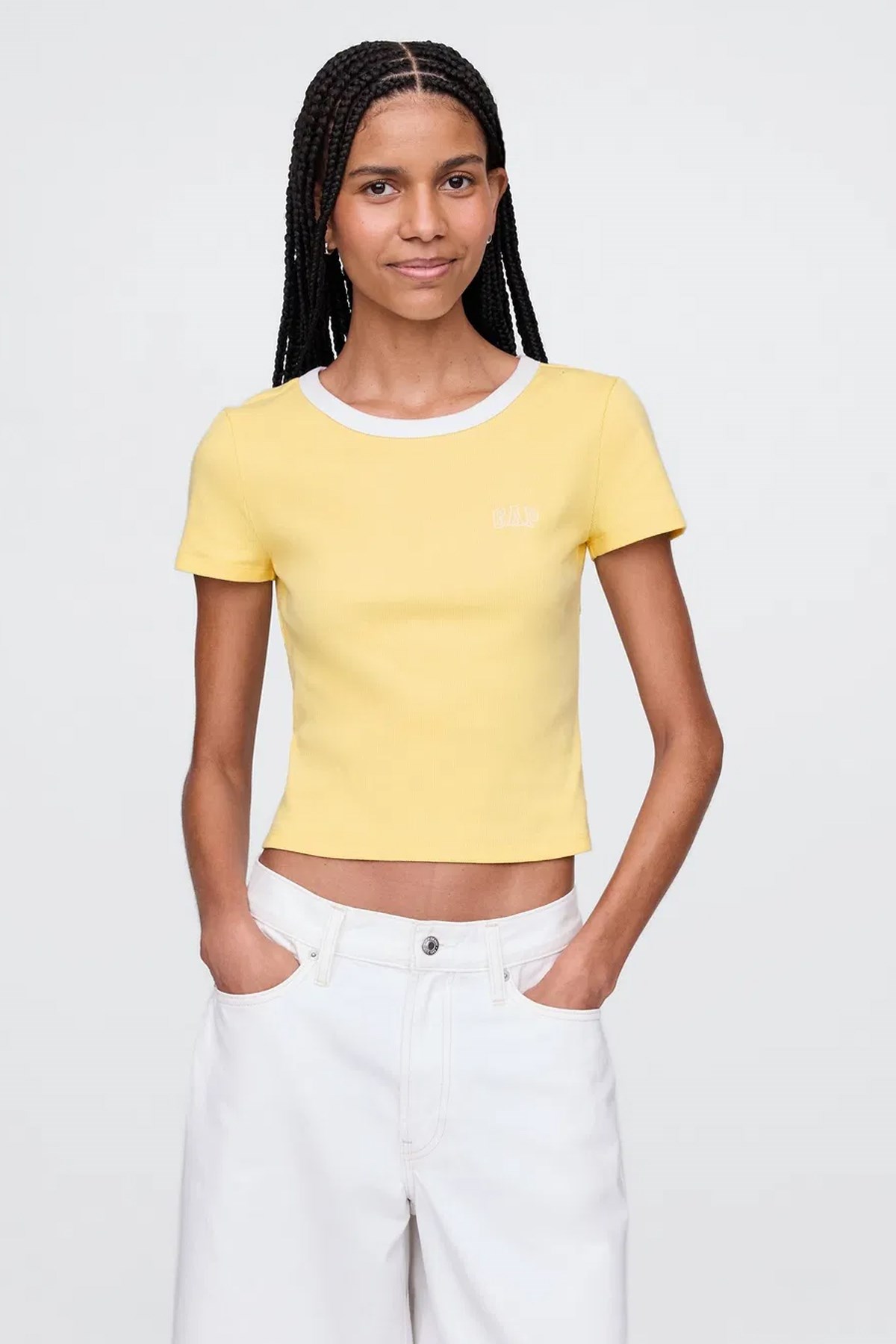 Gap V-Jpn Ss Small Logo Kadın Tişört Sarı