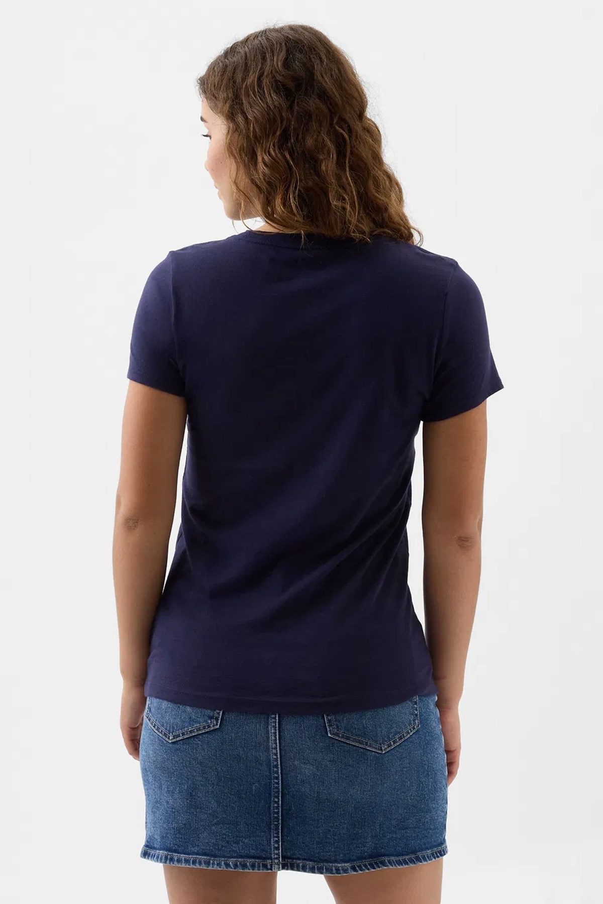 Gap V-SS Logo Classic Kadın Tişört Lacivert