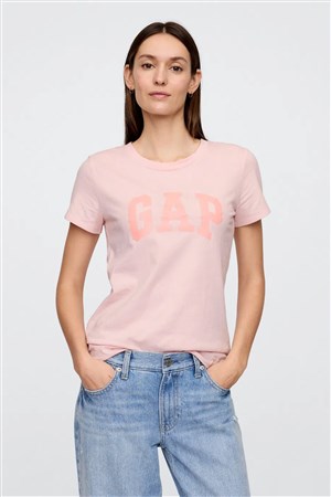 Gap V-SS Logo Classic Kadın Tişört Pembe