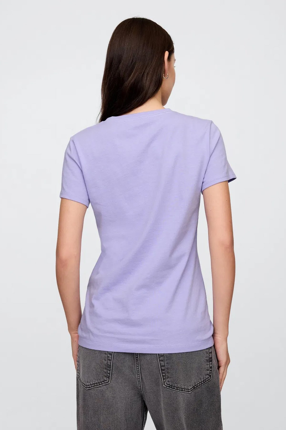Gap V-SS Logo Classic Kadın Tişört Mor