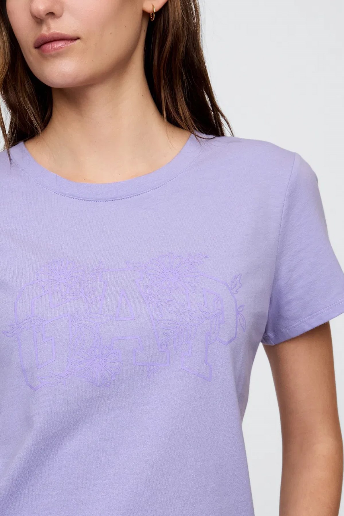 Gap V-SS Logo Classic Kadın Tişört Mor