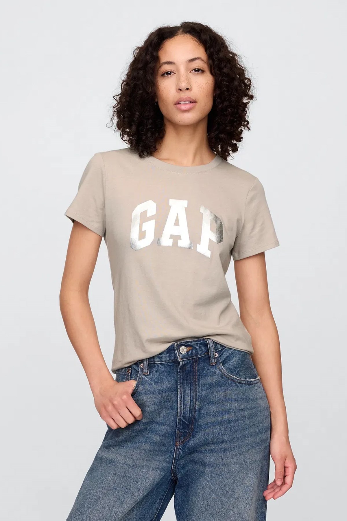 Gap V-SS Logo Classic Kadın Tişört Beyaz