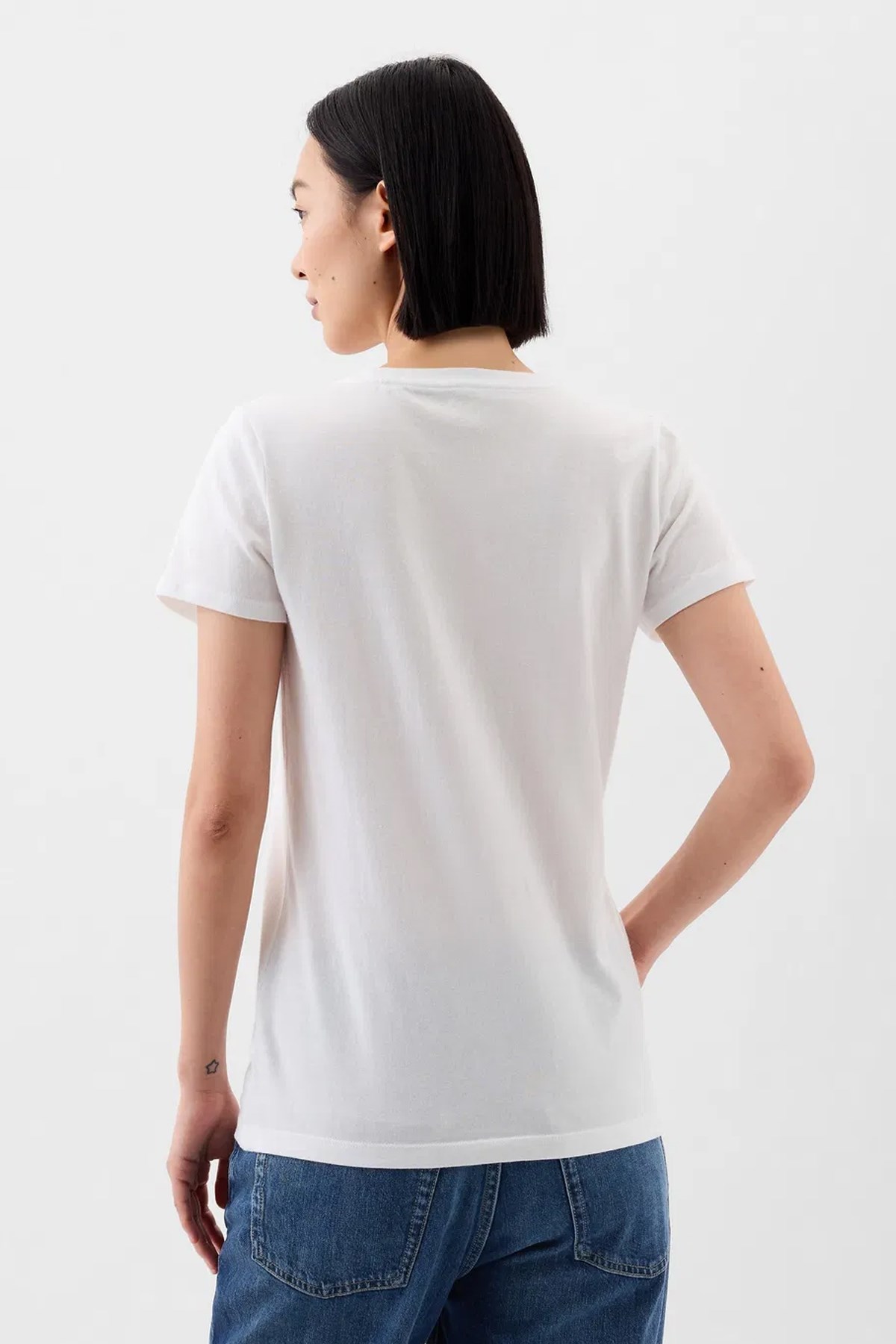 Gap V-SS Logo Classic Kadın Tişört Beyaz