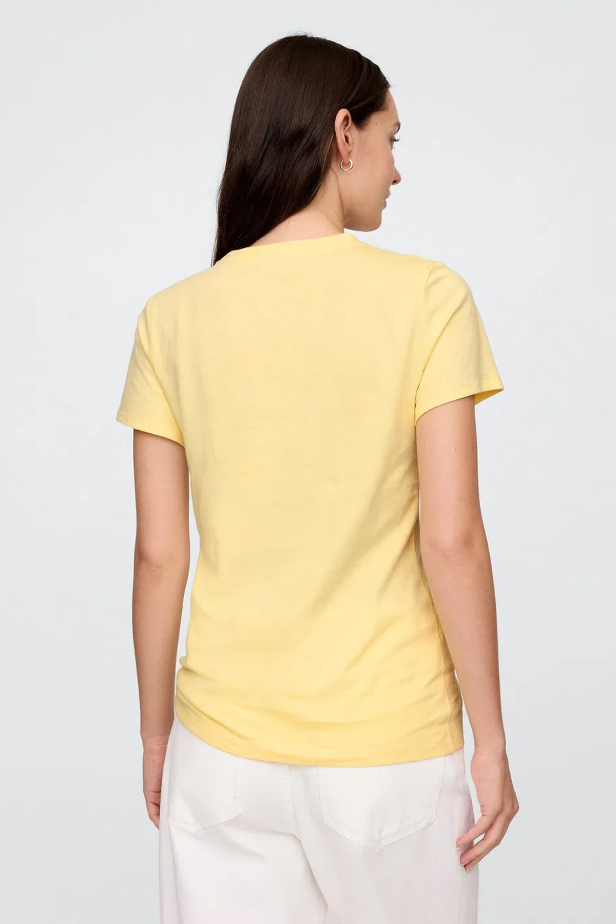 Gap V-SS Logo Classic Kadın Tişört Sarı