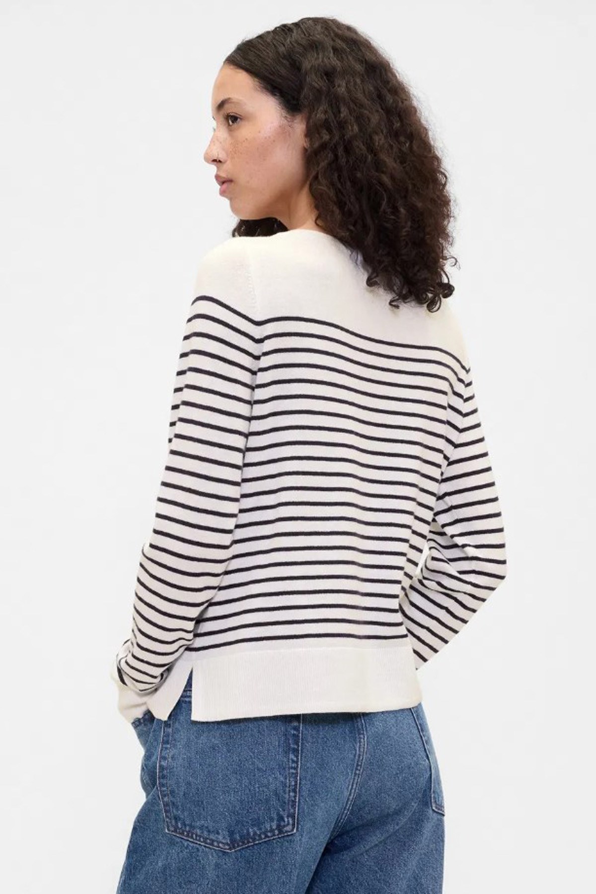 Gap V-Bella Boatneck Stripe Kadın Sweatshirt 791472003 Bej