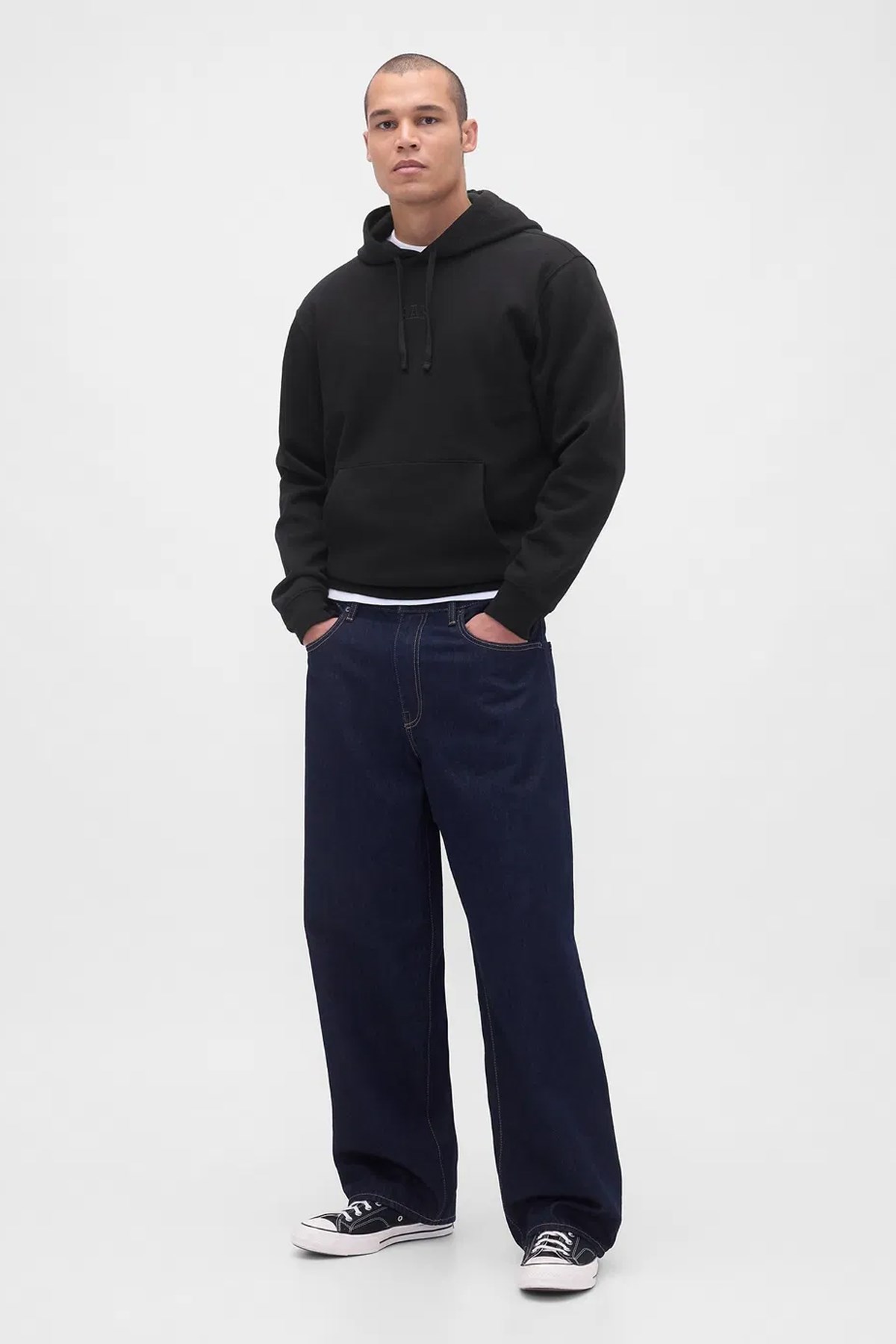 Gap V-Frch Tonal Erkek Sweatshirt 795625004 Siyah