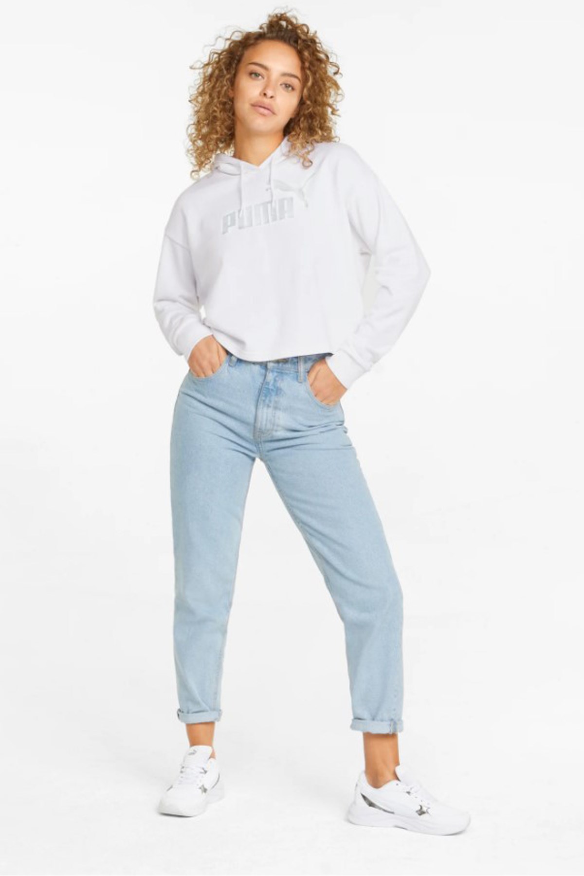 Puma Ess Kadın Crop Sweatshirt 84830502 Beyaz