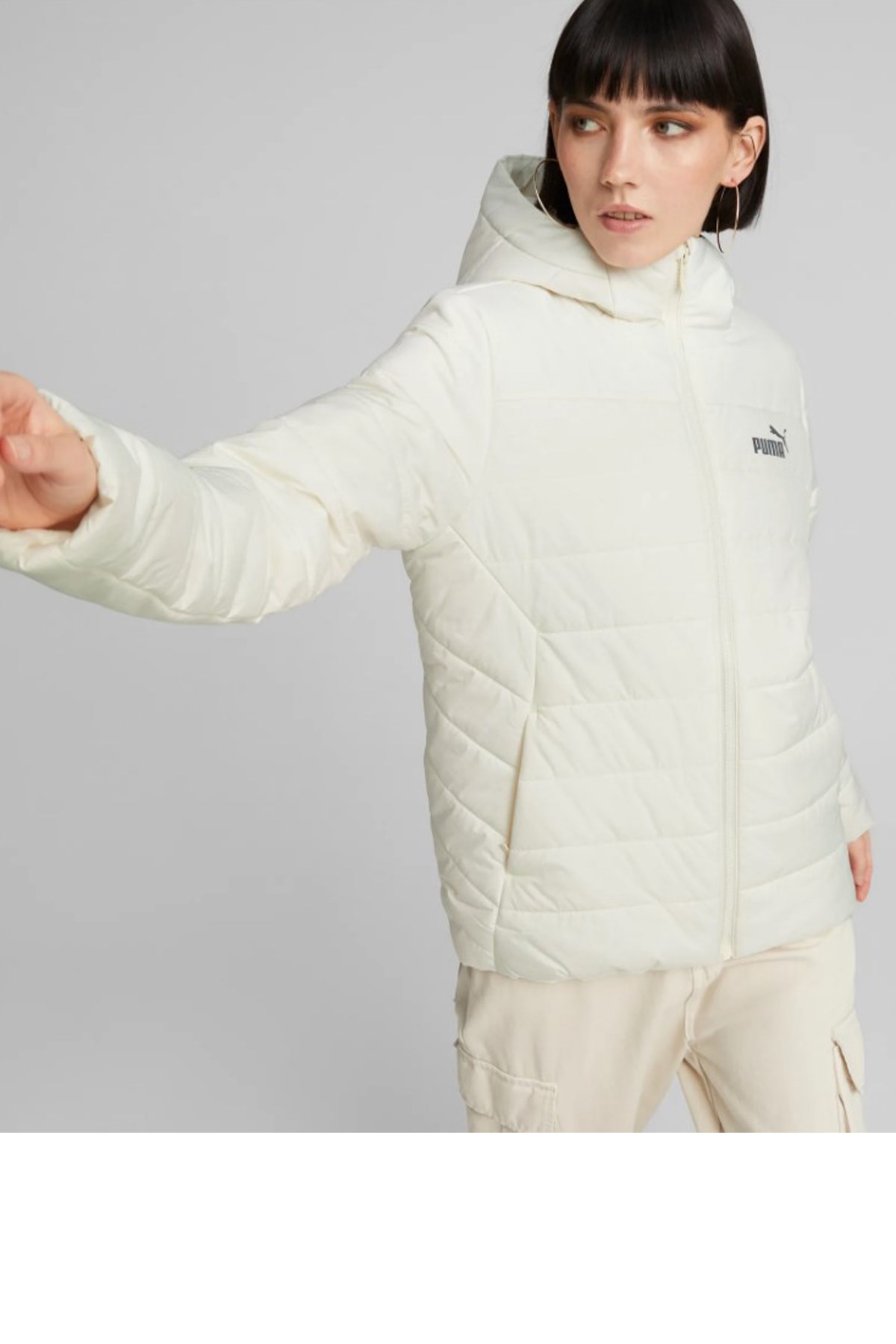Puma Ess Hooded Kadın Şişme Mont 84894065 Beyaz