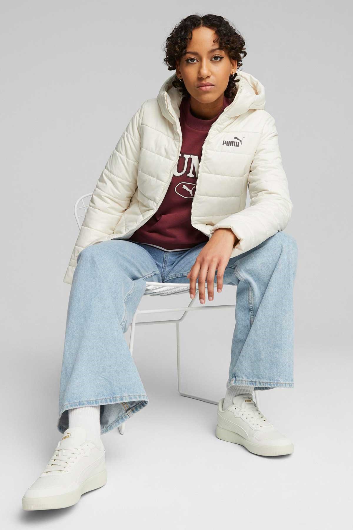 Puma Ess Hooded Kadın Mont 84894087 Beyaz