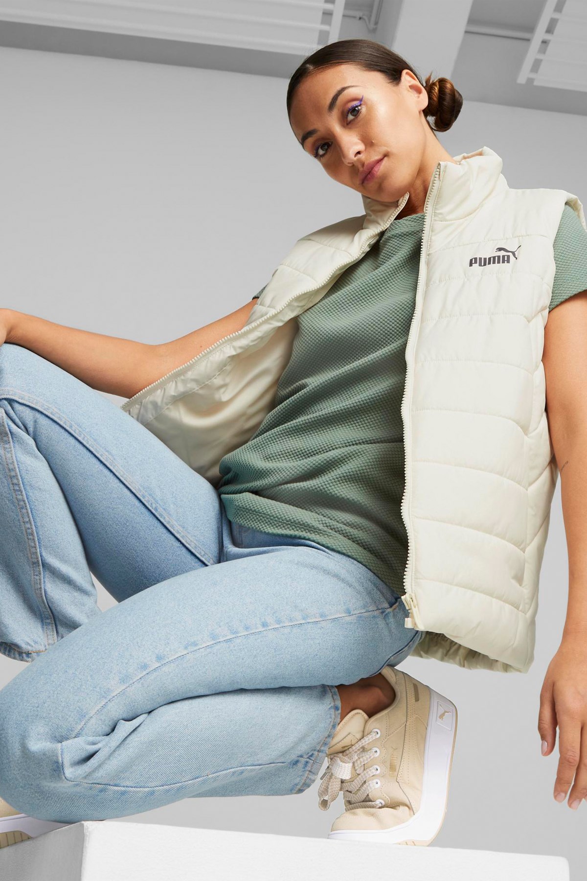 Puma Ess Padded Kadın Yelek 84894187 Beyaz