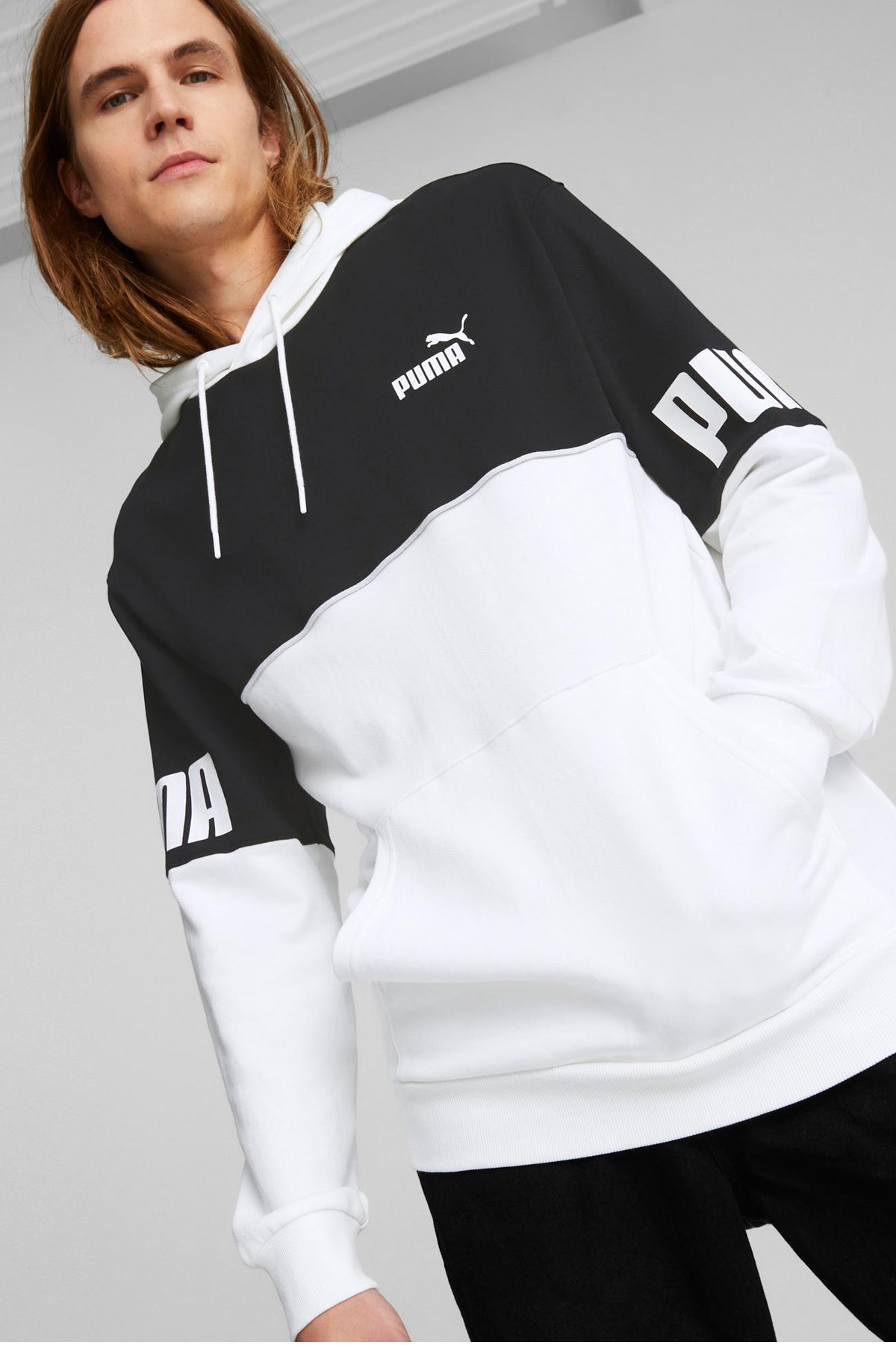 Puma power Colorblock Erkek Sweatshirt 84981202 Beyaz