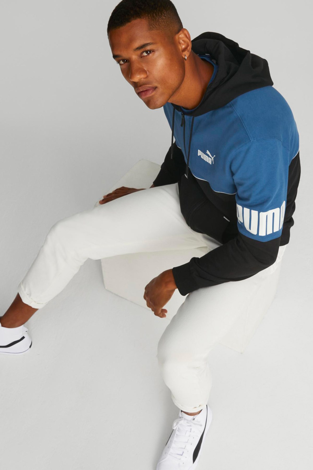 Puma power Colorblock Full-Zip Erkek Sweatshirt 84984217 Mavi