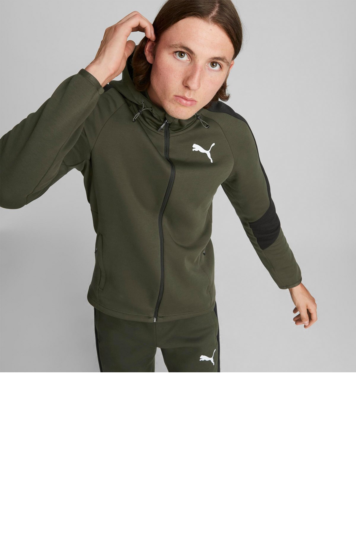 Puma Evostripe Full-Zip Erkek Sweatshirt 84991570 Yeşil