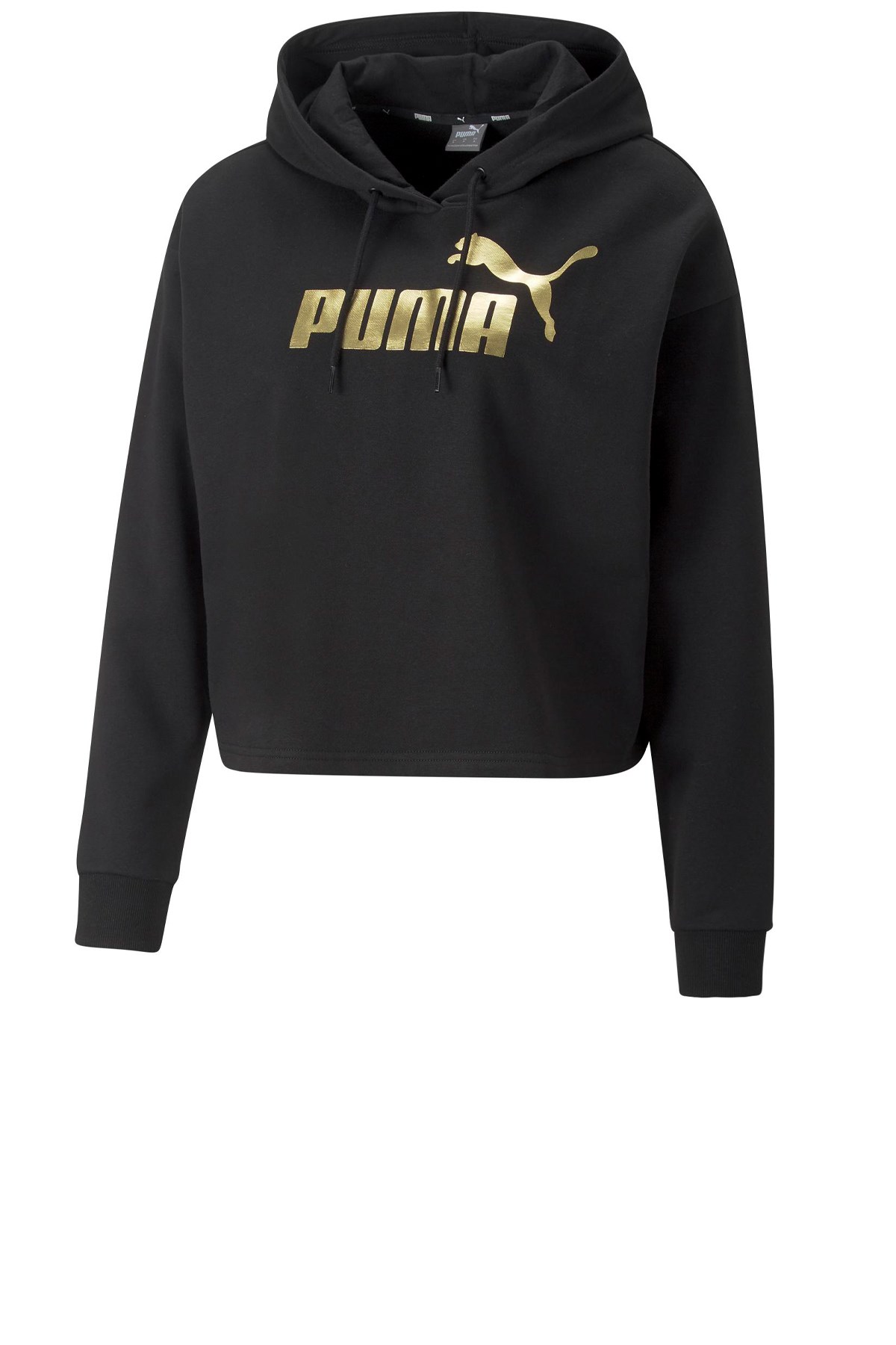 Puma Ess+ Metallic Logo Cropped Kadın Sweatshirt 84995701 Siyah