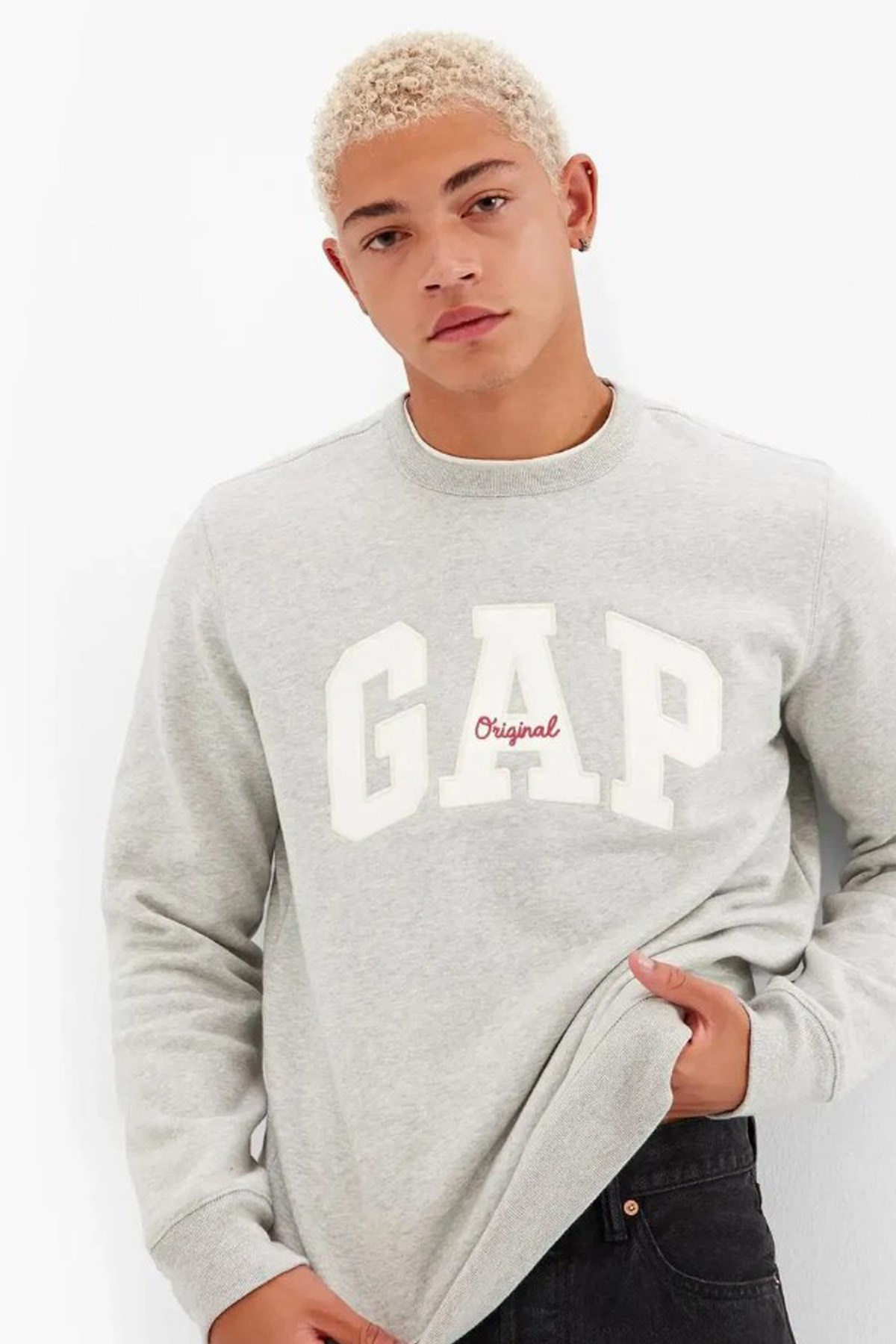 Gap Original Arch Crew Erkek Sweatshirt 852079035 Gri