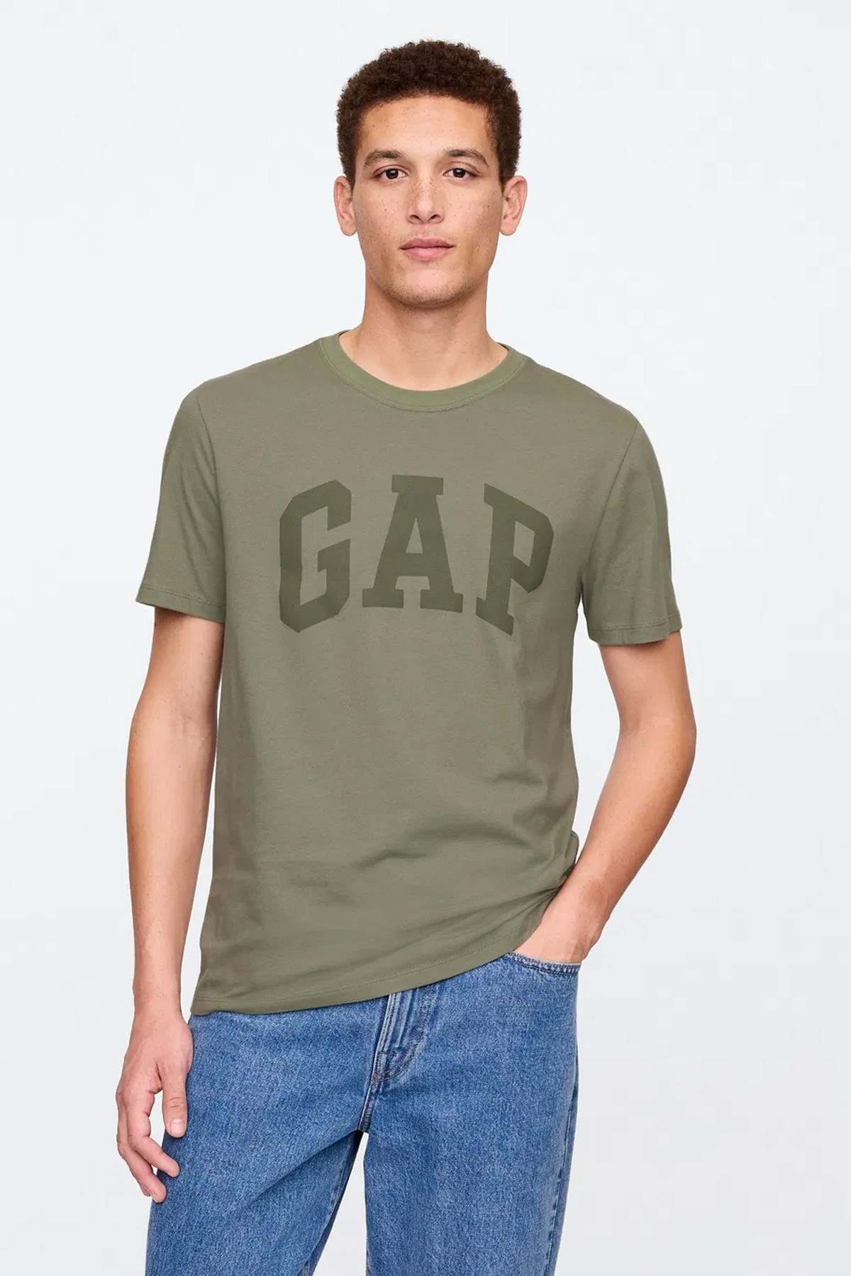 Gap V-Everyday Soft Erkek Tişört Yeşil