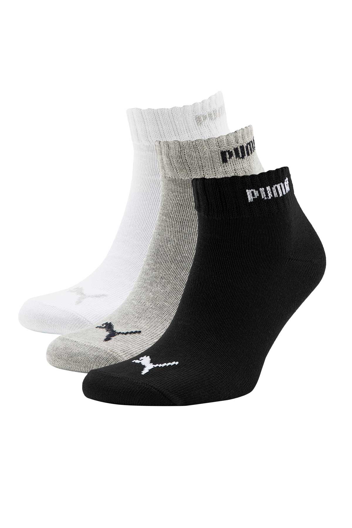 Puma Quarter 3'lü Çorap 88749804 Gri