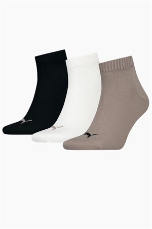 Puma Unisex Quarter Plain 3P Unisex 3lü Çorap 90697873 Kahverengi