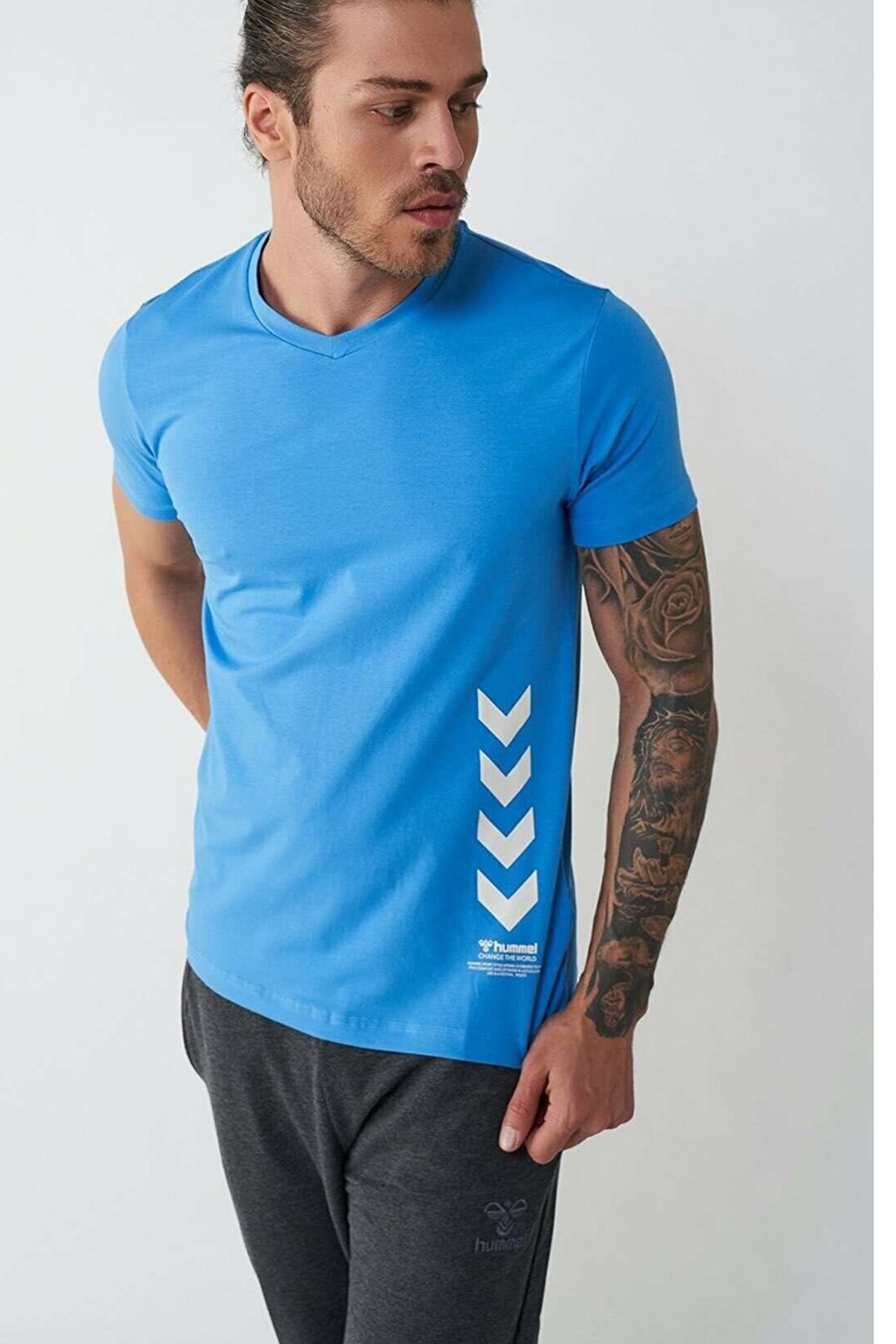 Hummel Kaiser Erkek Tişört 911321-2107 Açık Mavi
