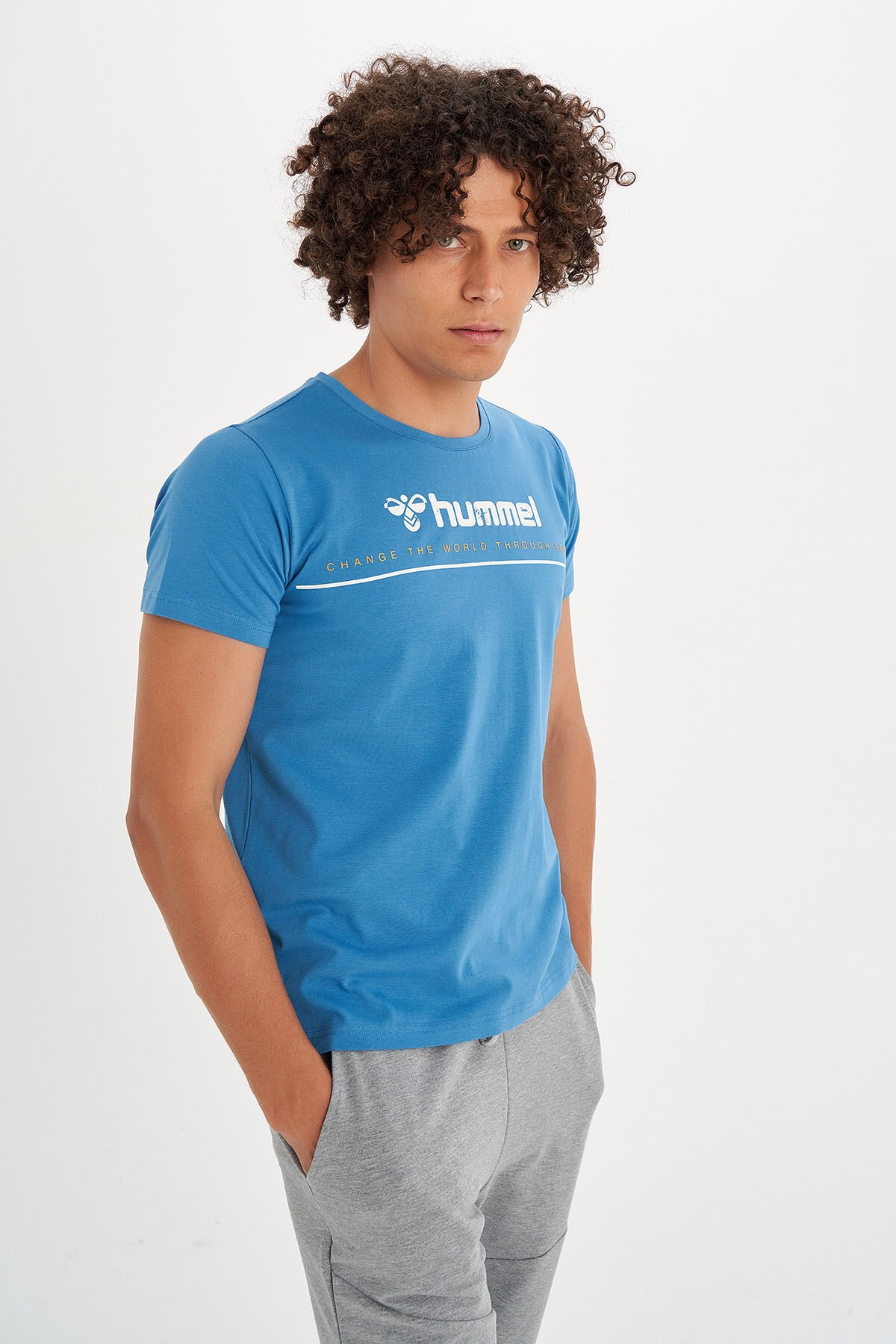 Hummel Leko Erkek Tişört 911515-2107 Açık Mavi