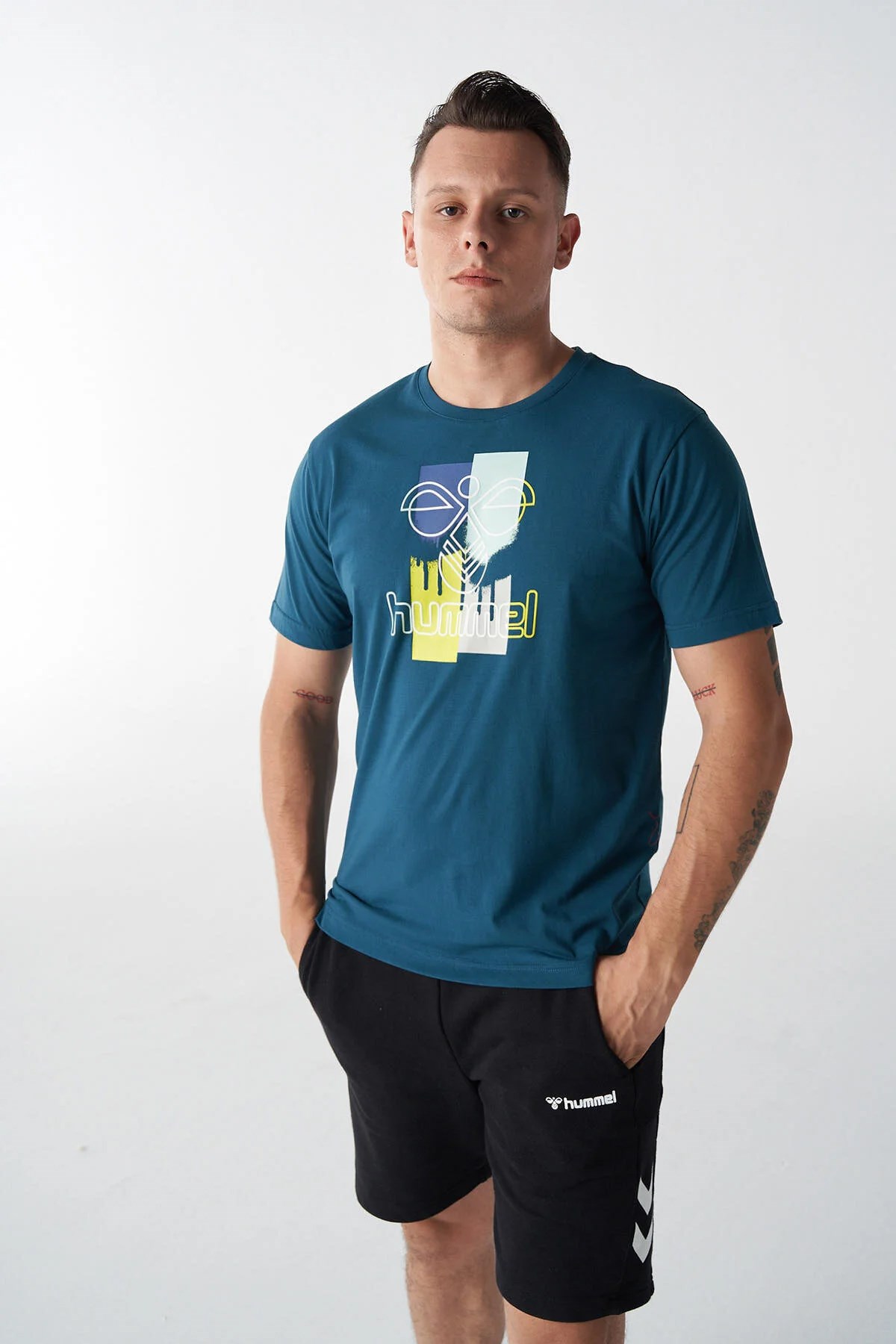 Hummel Godric Erkek Tişört 911801-7511 Mavi