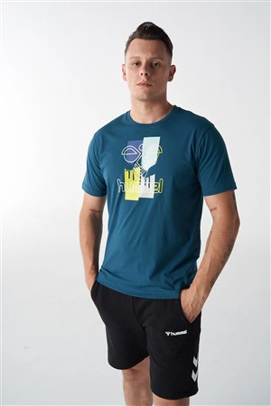 Hummel Godric Erkek Tişört 911801-7511 Mavi