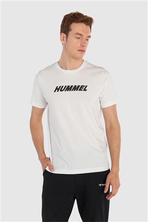 Hummel  Elemental Logo Cotton  Erkek Tişört Beyaz