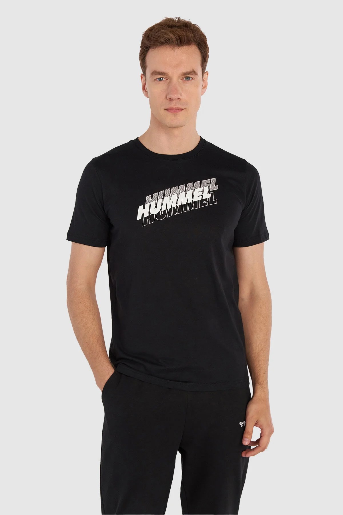 Hummel  Graphıc Trıple Logo Cotton  Erkek Tişört Siyah