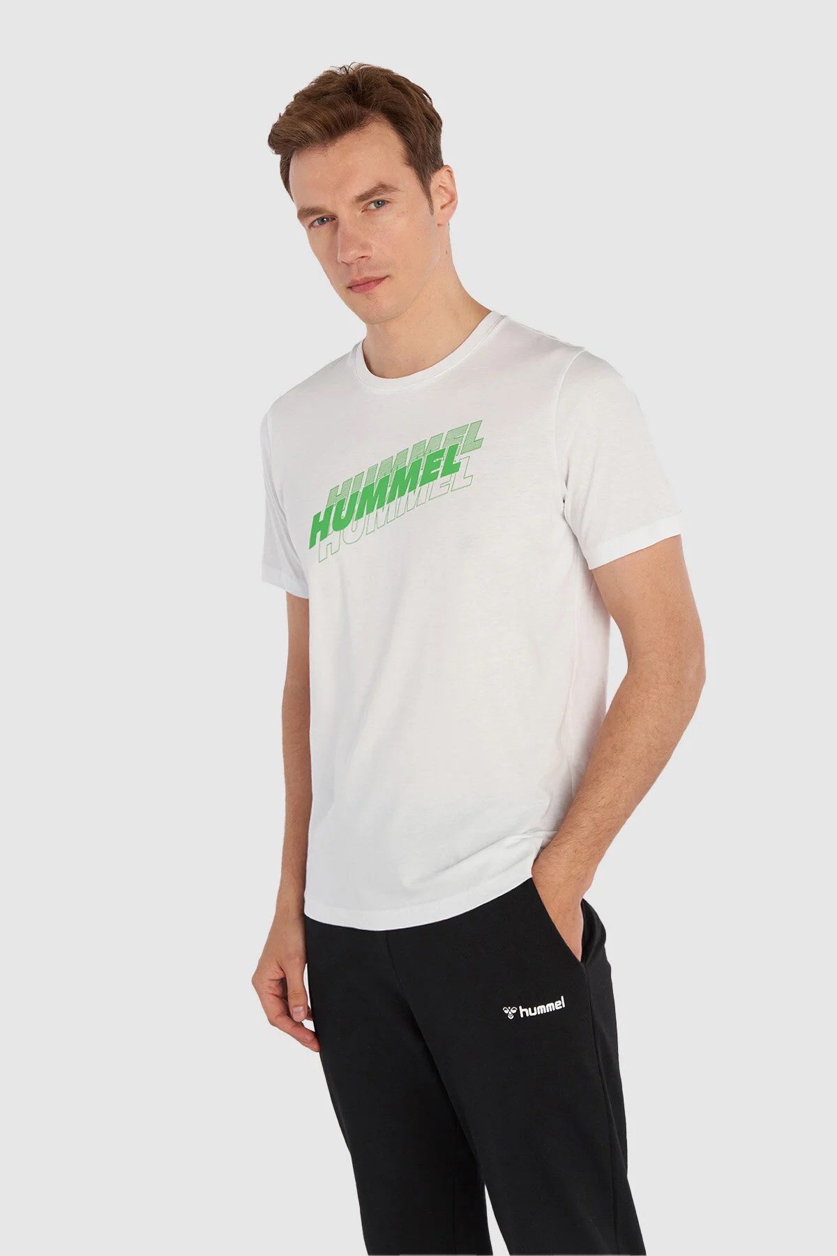 Hummel  Graphıc Trıple Logo Cotton  Erkek Tişört Beyaz