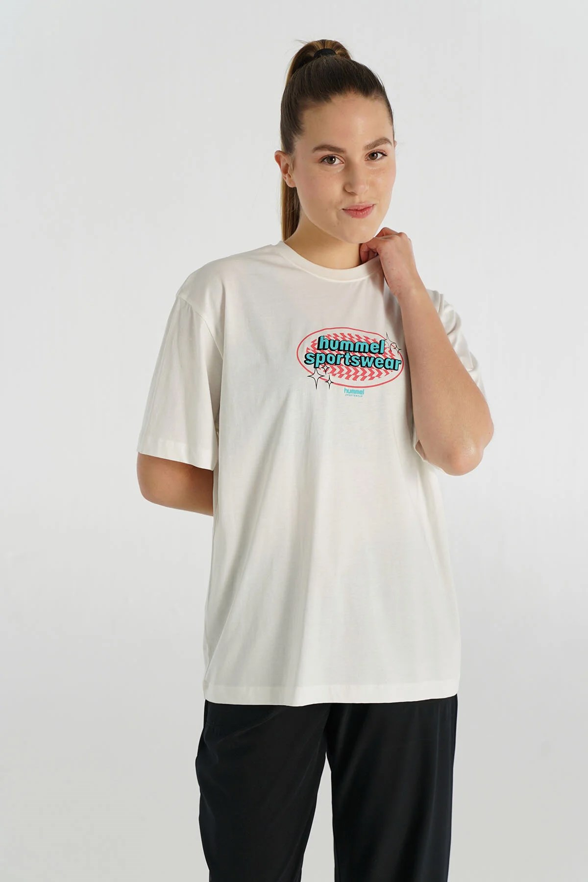 Hummel Patez Oversize Kadın Tişört 912150-9003 Beyaz