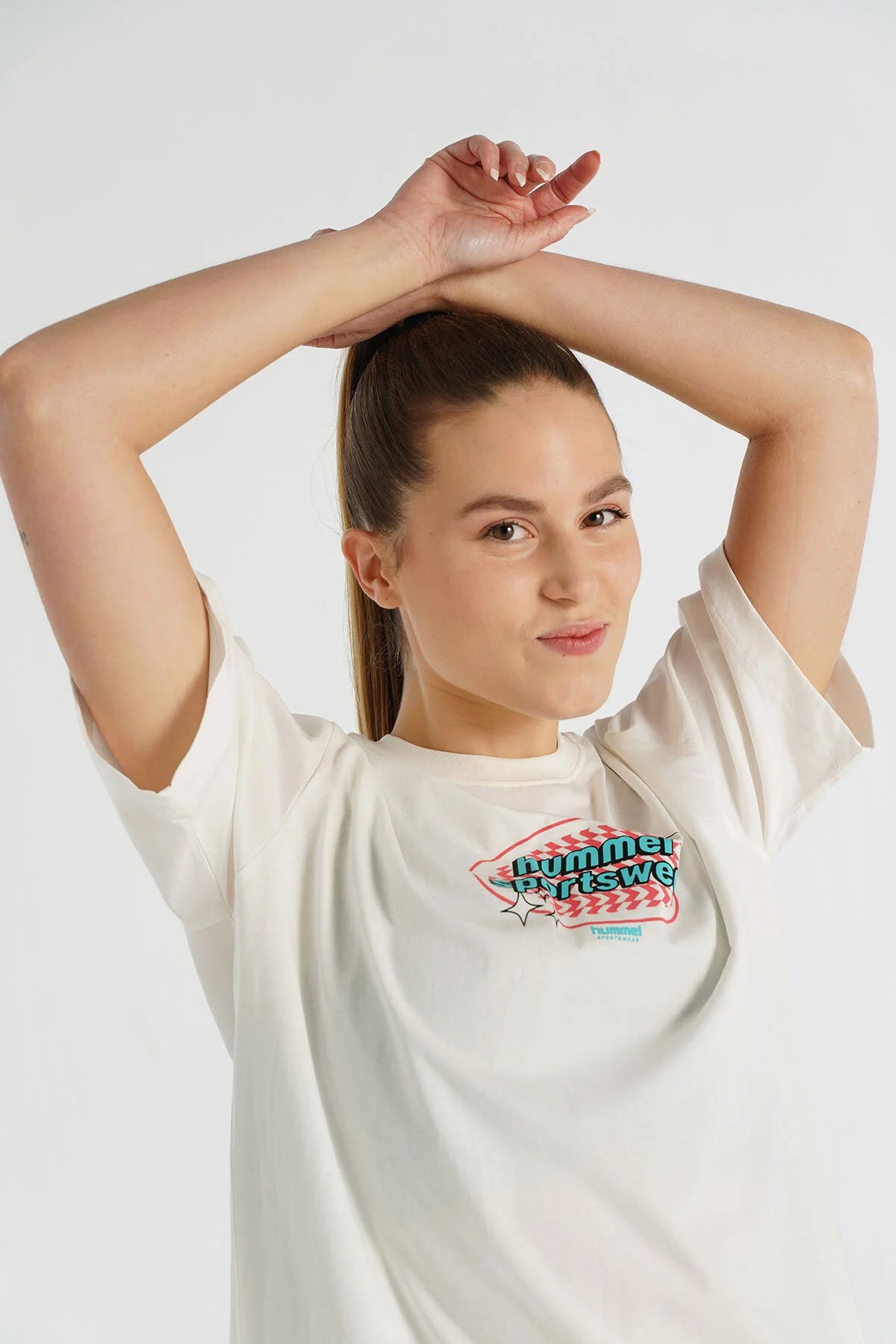 Hummel Patez Oversize Kadın Tişört 912150-9003 Beyaz