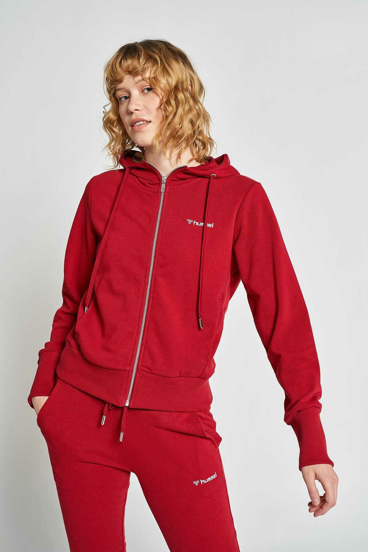 Hummel Brigi Kadın Fermuarlı Sweatshirt 921016-9966 Kırmızı