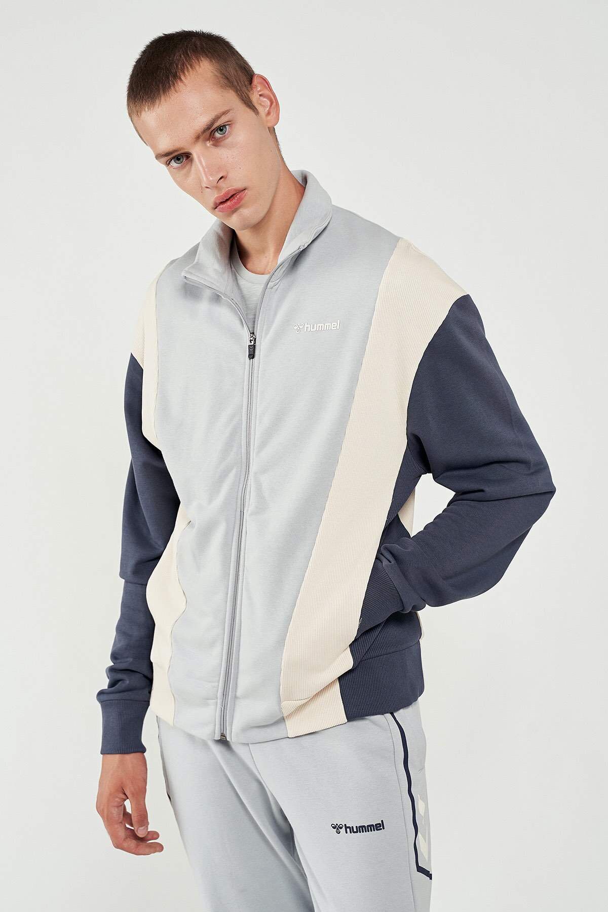 Hummel Ajay  Erkek Fermuarlı Sweatshirt 921124-1968 Açık Gri