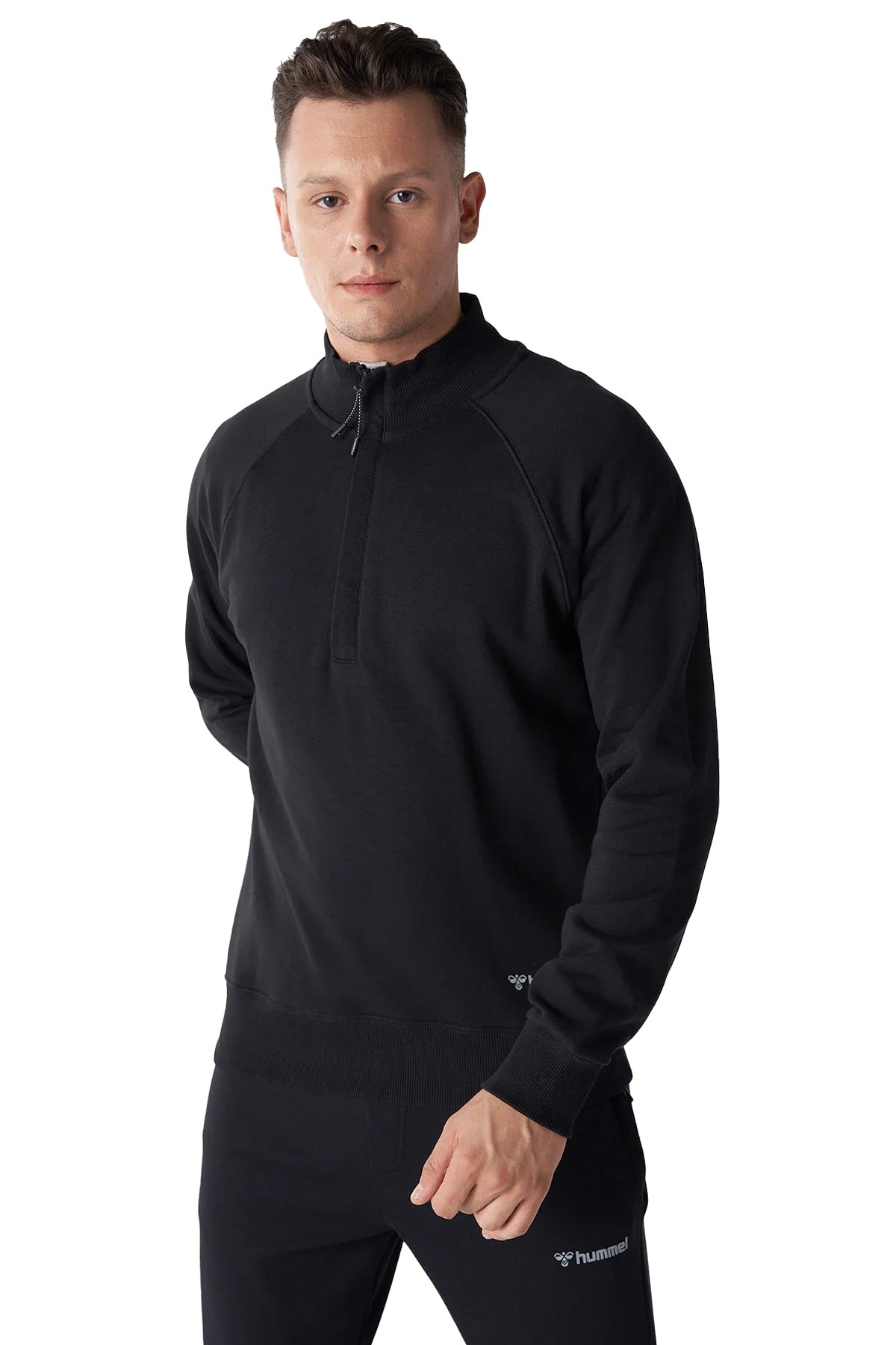 Hummel Kian Zip Neck Erkek Sweatshirt 921793-2001 Siyah