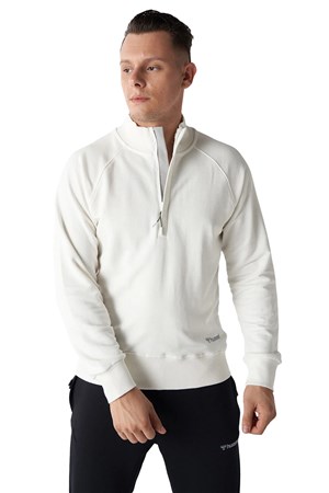 Hummel Kian Zip Neck Erkek Sweatshirt 921793-9003 Beyaz