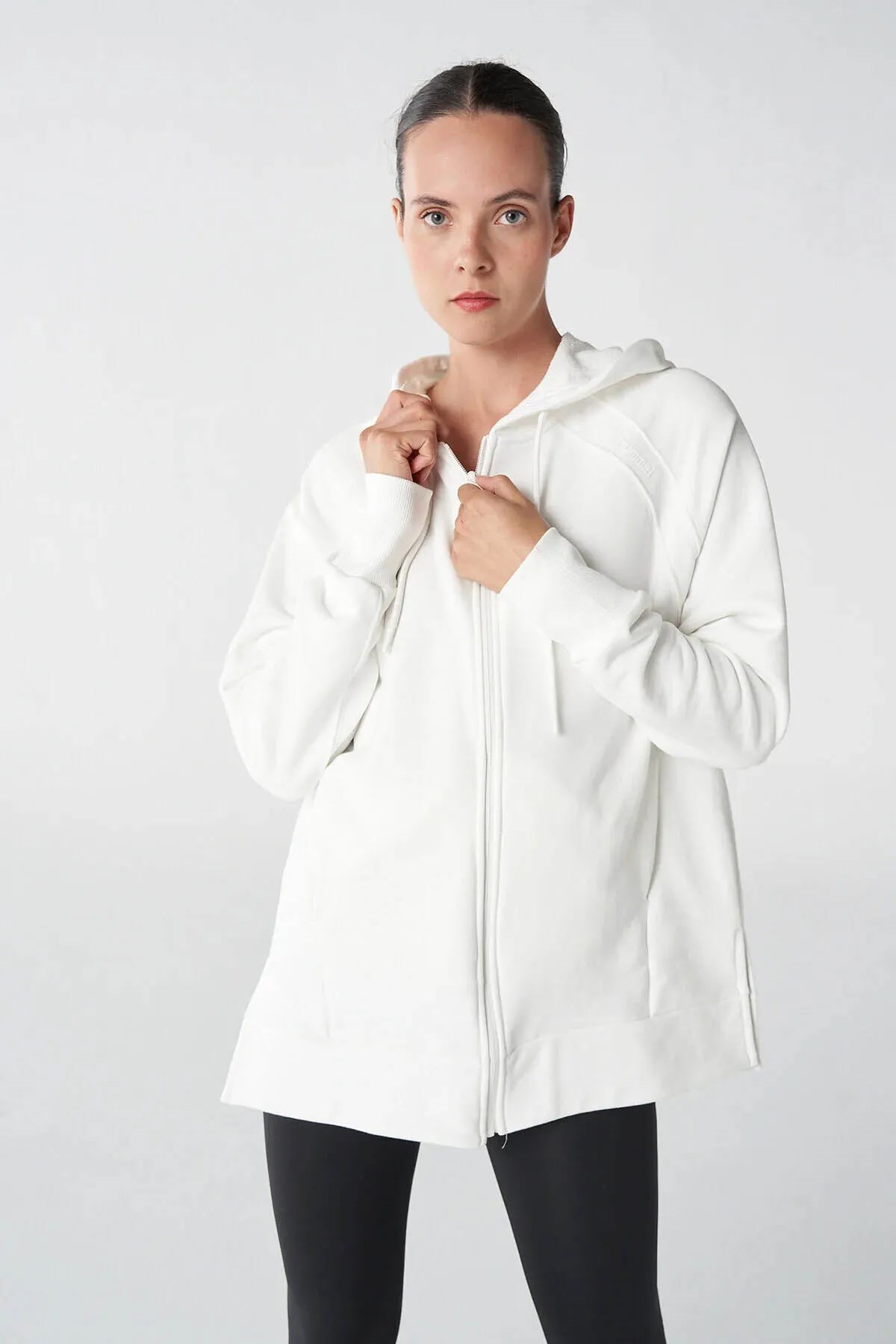 Hummel Maya Oversize Zip Kadın Sweatshirt 921803-9003 Beyaz