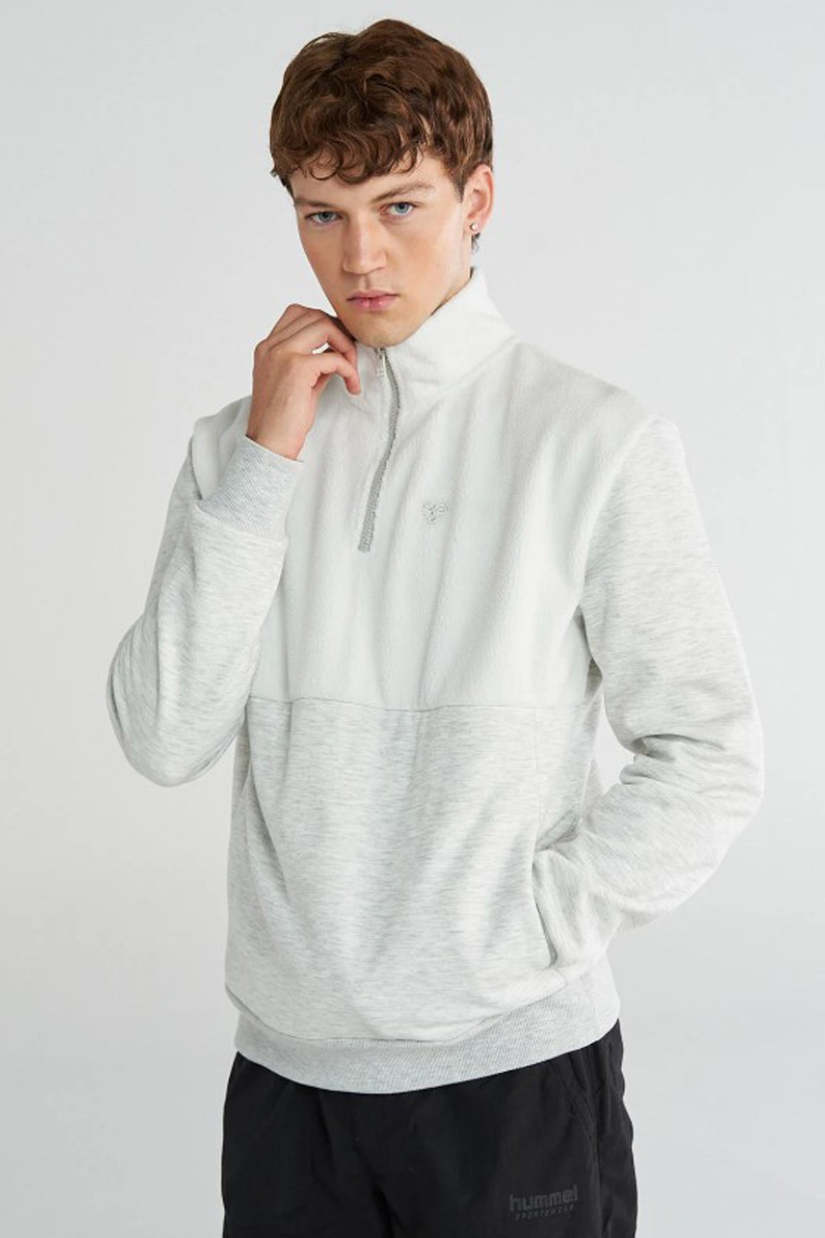 Hummel Andros Half Zip Neck Erkek Sweatshirt 922355-9098 Beyaz