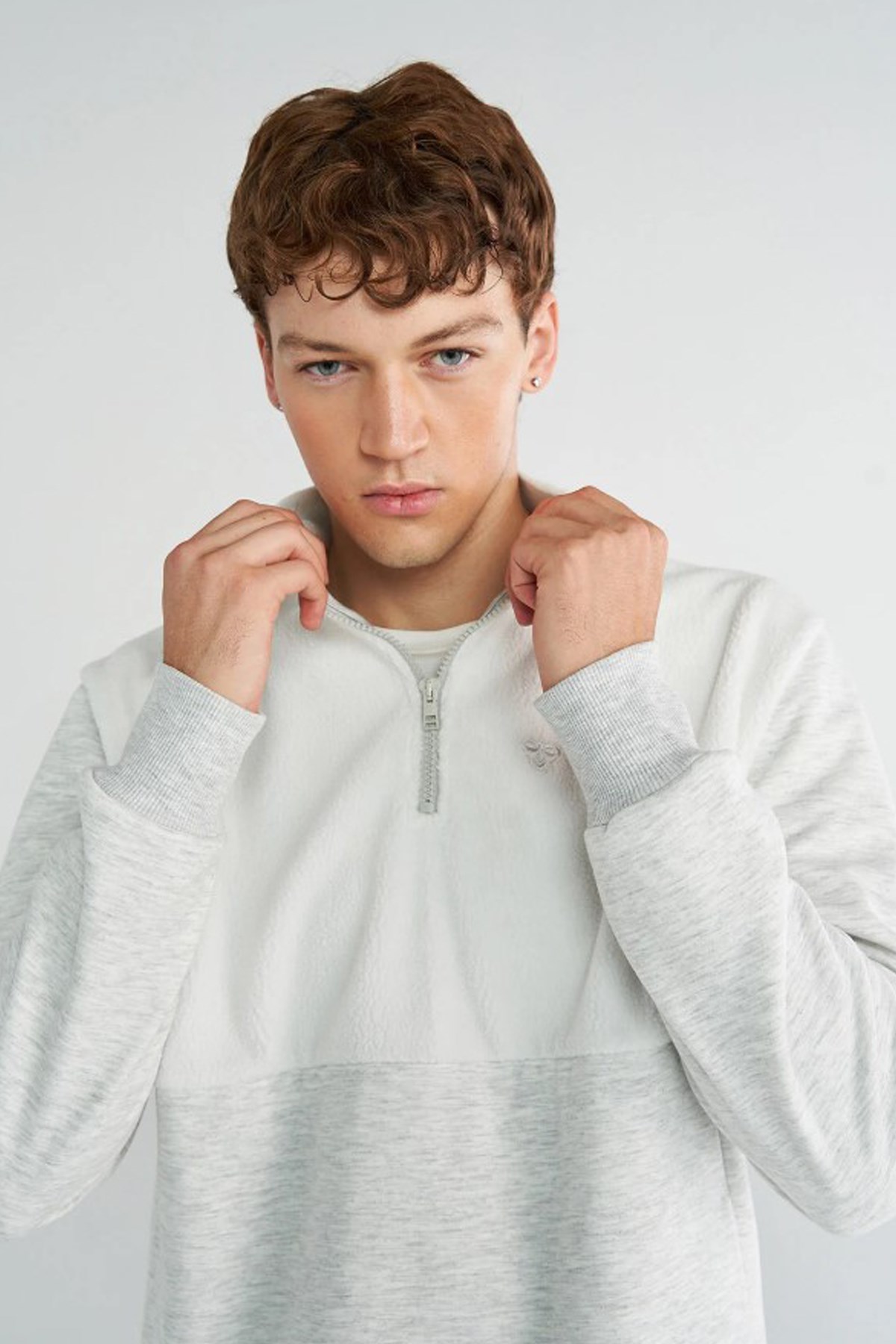 Hummel Andros Half Zip Neck Erkek Sweatshirt 922355-9098 Beyaz