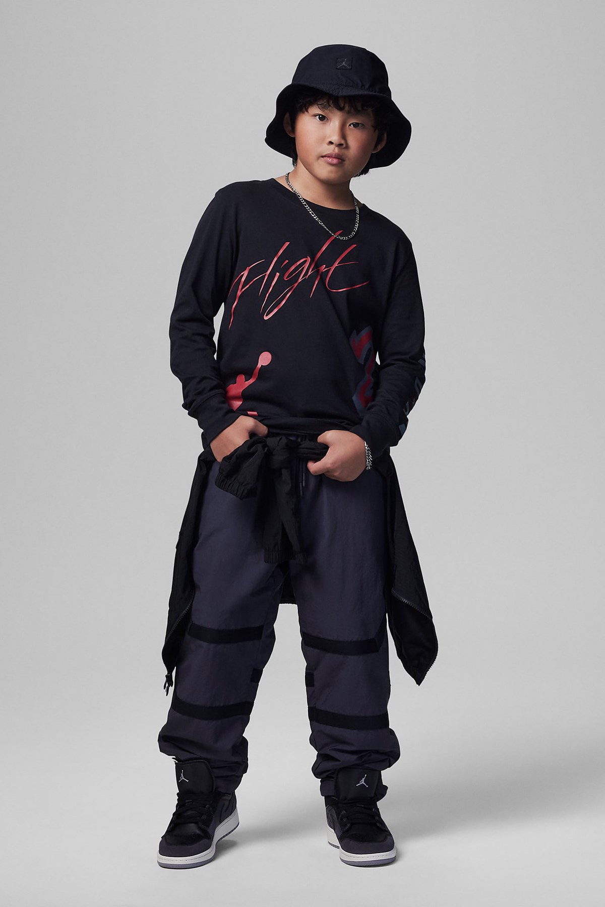 Nike Jdb All Over Retro Çocuk Sweatshirt 95C614-023 Siyah