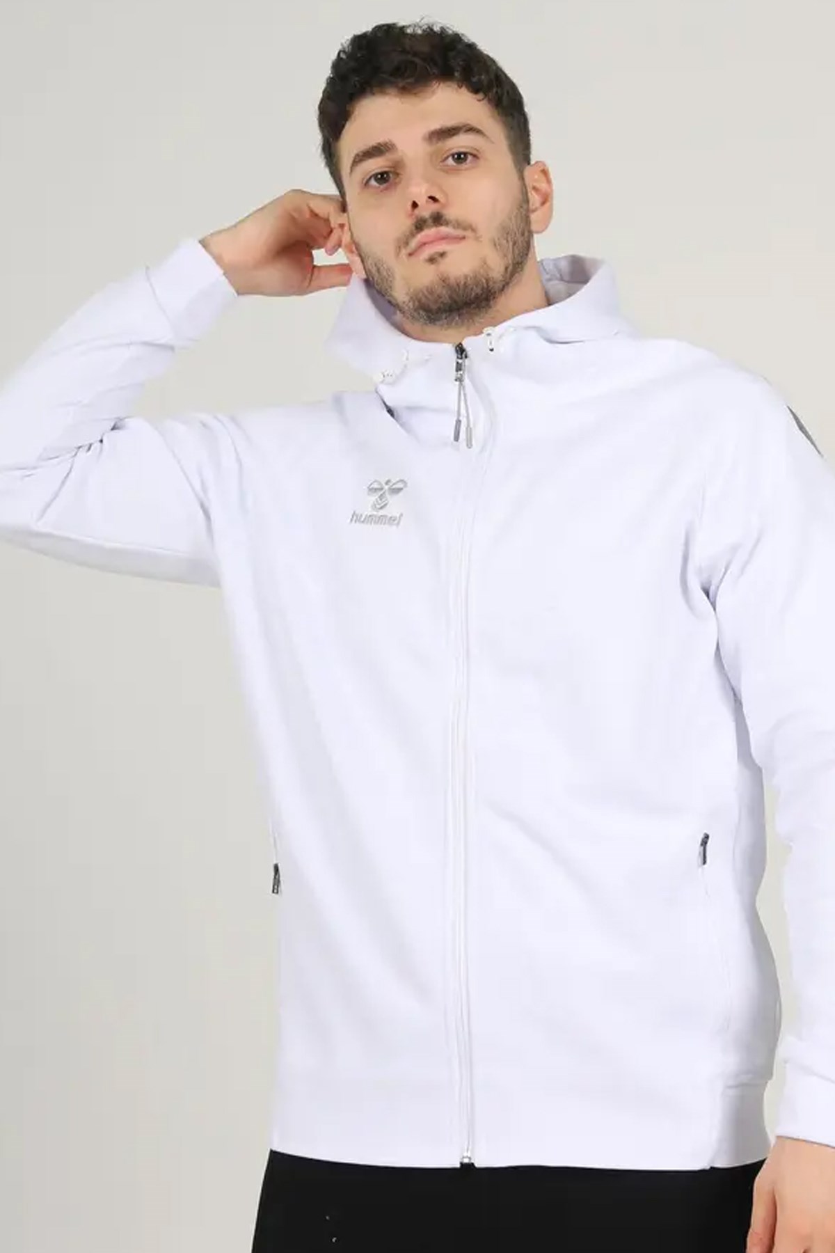 Hummel Armin Pro Zip Erkek Sweatshirt Beyaz