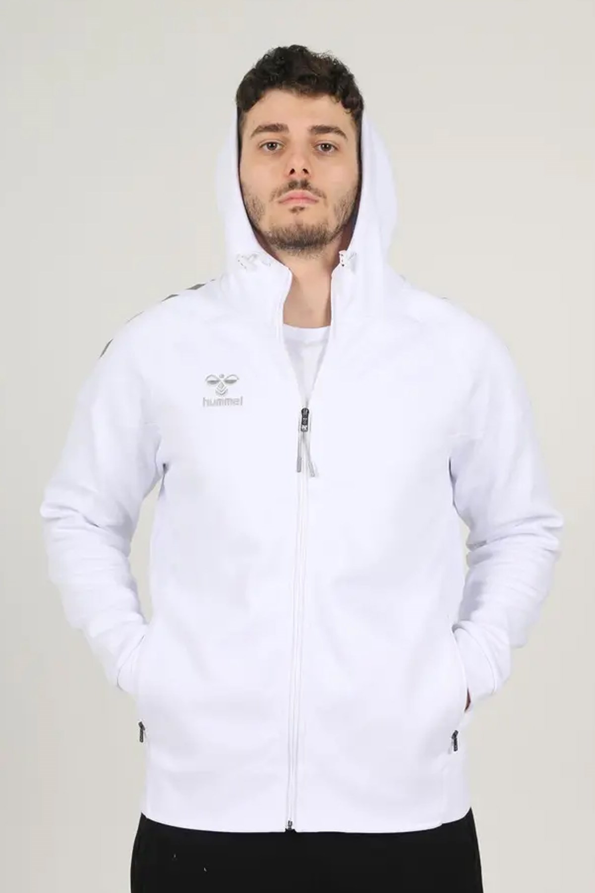 Hummel Armin Pro Zip Erkek Sweatshirt Beyaz