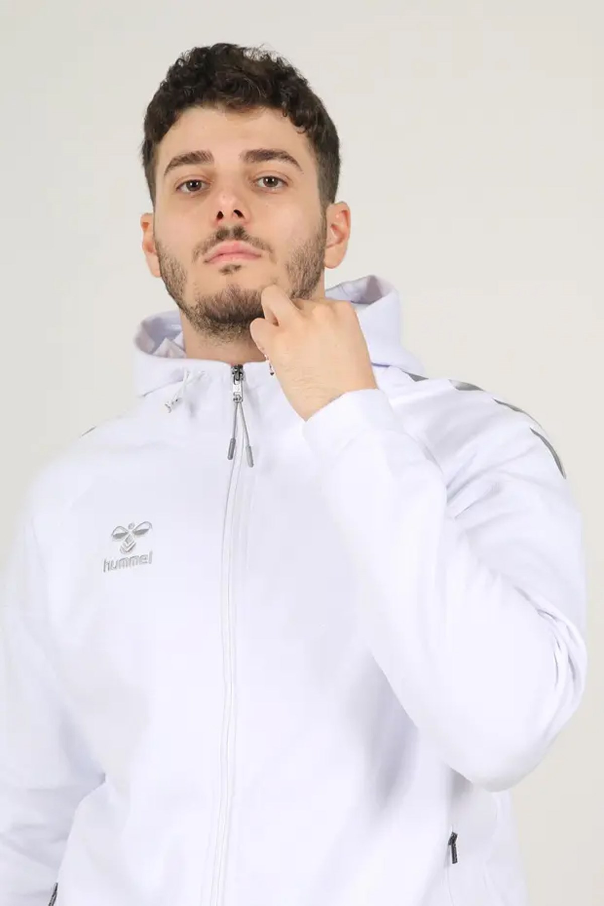 Hummel Armin Pro Zip Erkek Sweatshirt Beyaz