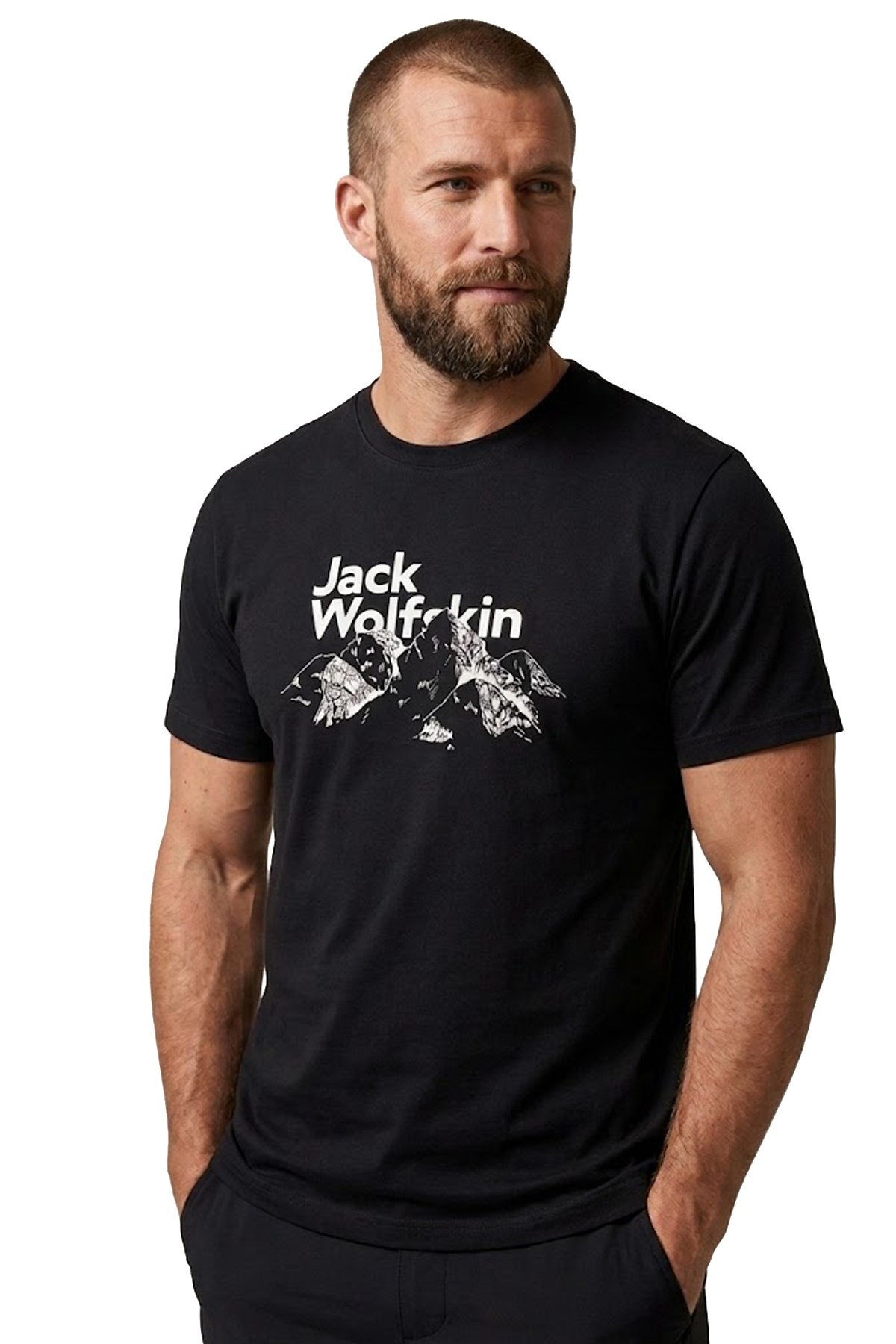 Jack Wolfskin Bergblick Erkek Tişört A60070-6000 Siyah