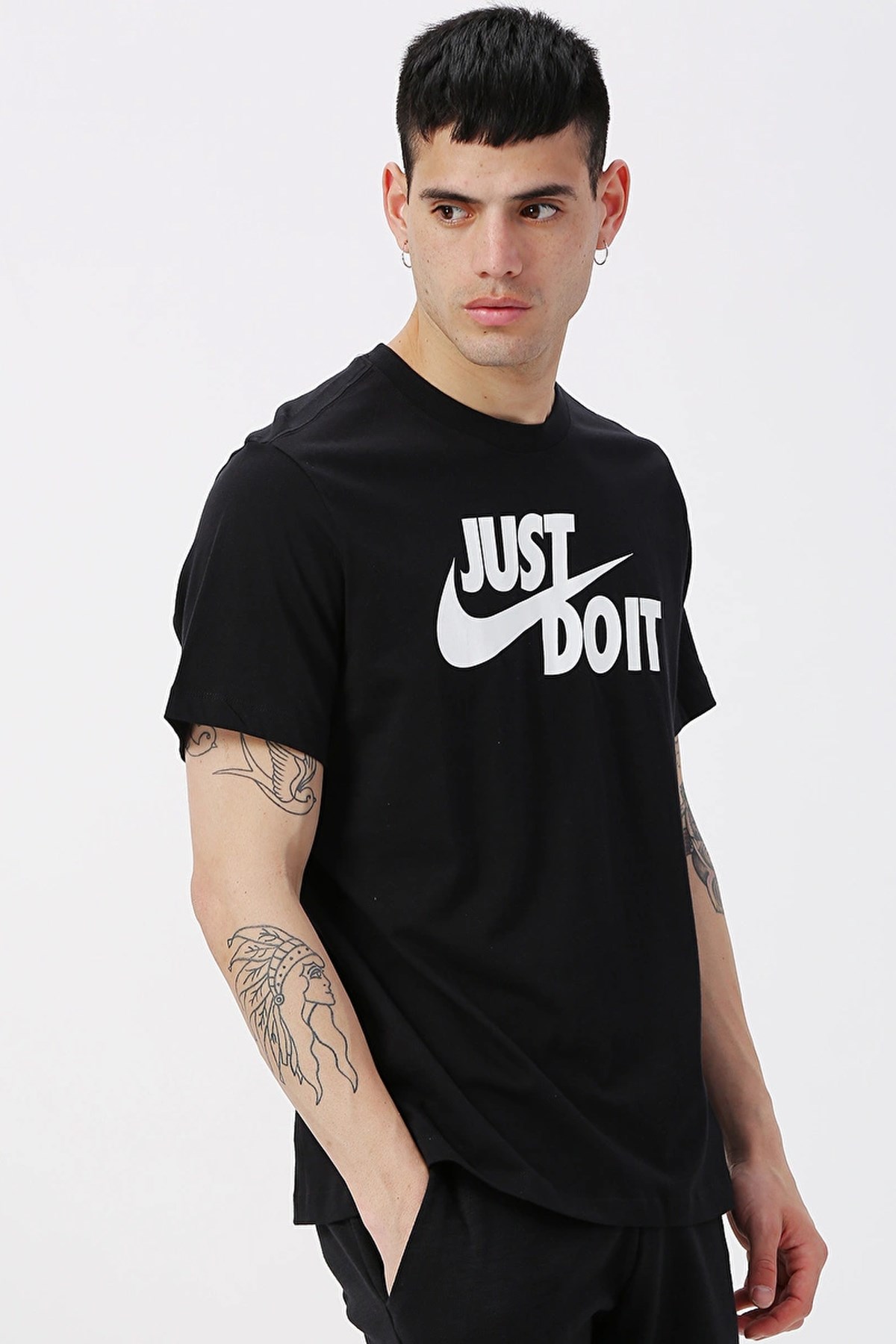Nike M Nsw Tee Just Do İt Swoosh Erkek Tişört AR5006-011 Siyah