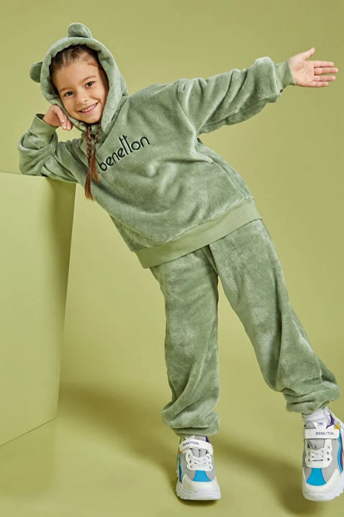 Benetton Kız Çocuk Sweatshirt BNT-G287 T Yeşil