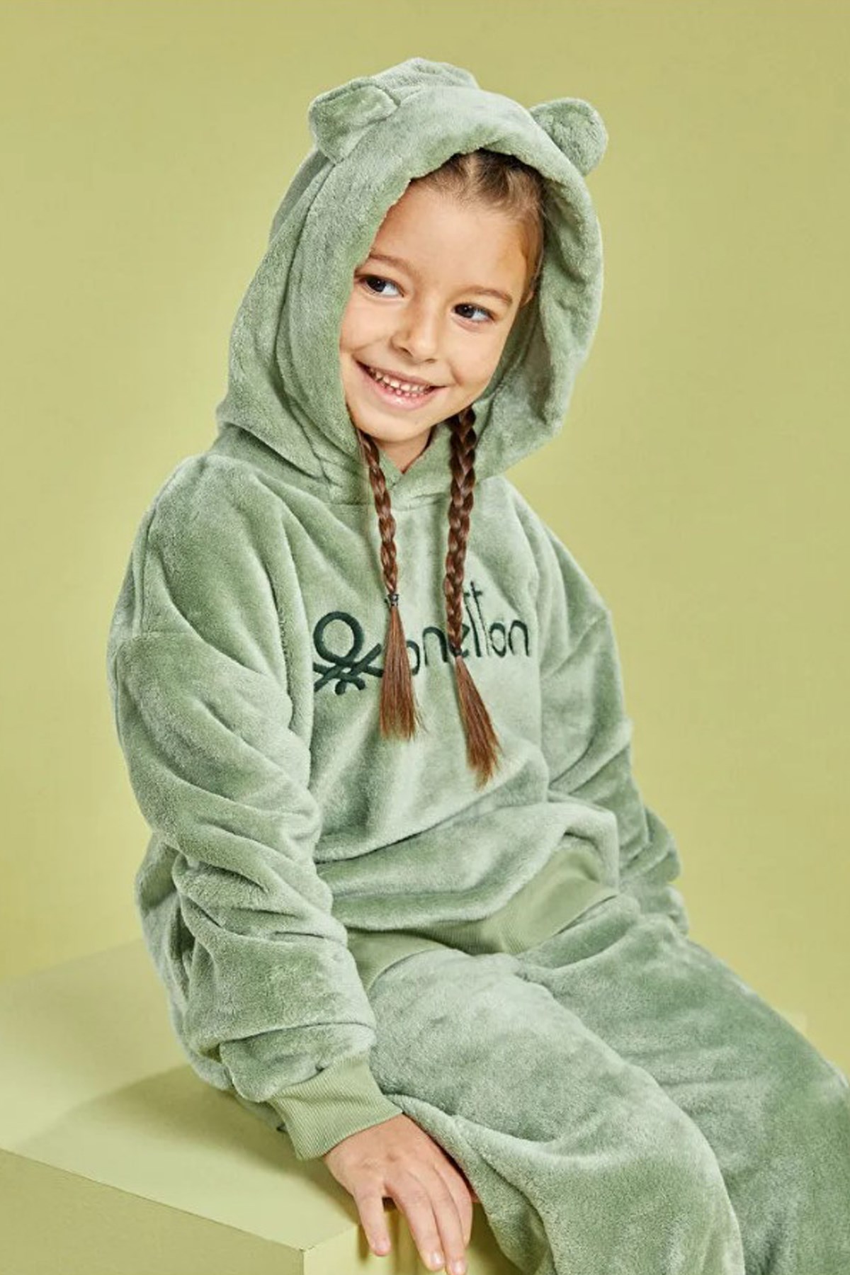 Benetton Kız Çocuk Sweatshirt BNT-G287 T Yeşil