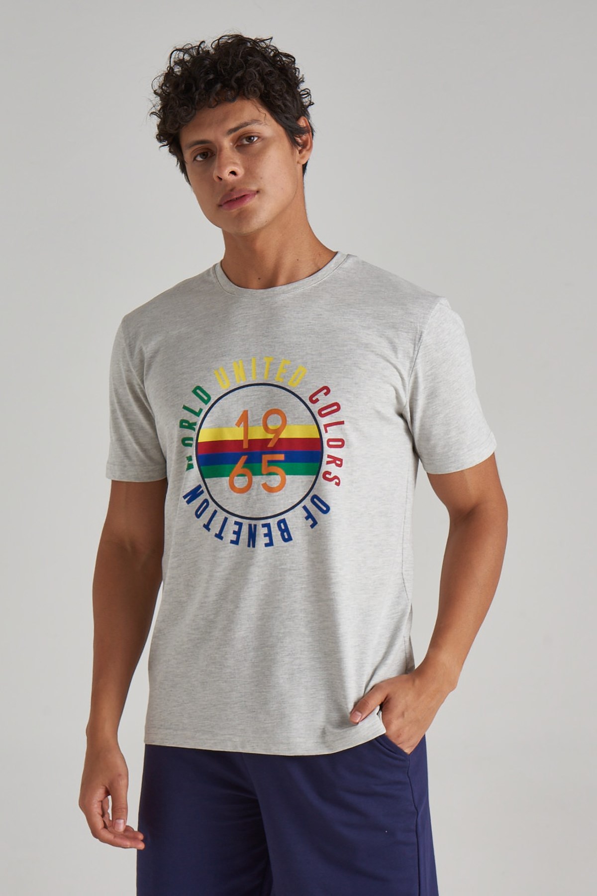 Benetton Erkek Tişört BNT-M104 TOP Gri