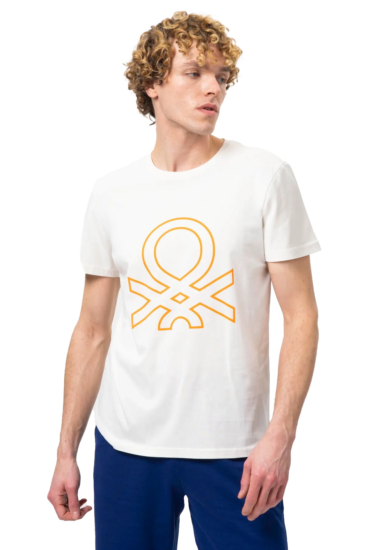 Benetton Erkek Tişört BNT-M20476 Beyaz