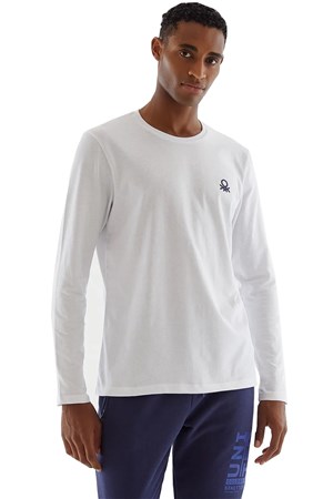 Benetton Erkek Sweatshirt BNT-M20630 Beyaz